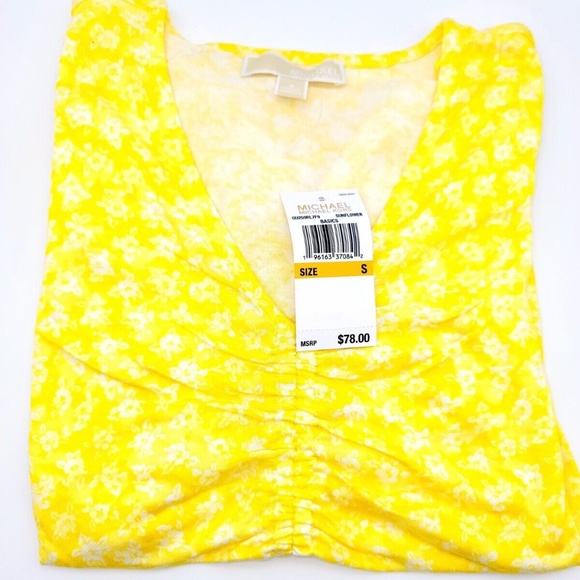 Michael Kors Yellow Basics Ruched Adjustable Top Size S - Picture 2 of 4